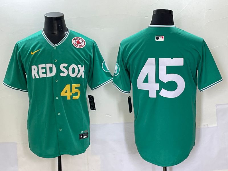 Men 2025 Boston Red Sox 45 No Name Dark Green Joint Name Nike MLB Jersey style 6